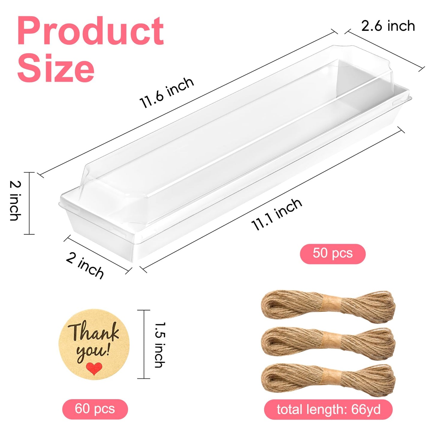 Kucoele 50 Pack Strawberry Boxes with Clear Lids, Disposable Macaron Boxes To Go Dessert Containers for Packaging Chocolate Covered Strawberries, Cookies, Cocoa Bombs, Truffles