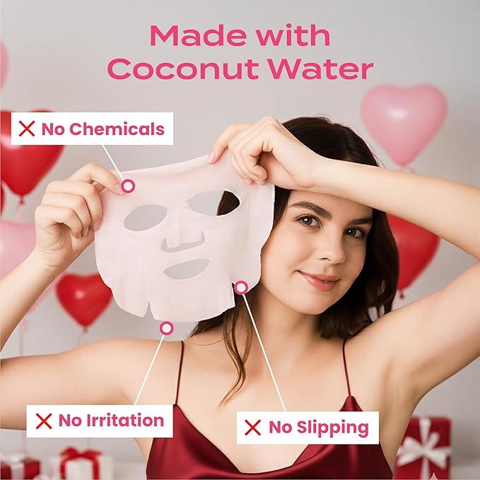 Body Restore Natural Collagen Face Mask 5 Pack – Valentines Day Gifts for Her and Him, Korean Skin Care Mask with Fermented Coconut Water, Birthday Gifts for Women & Men, Dry Skin – Anti-Aging