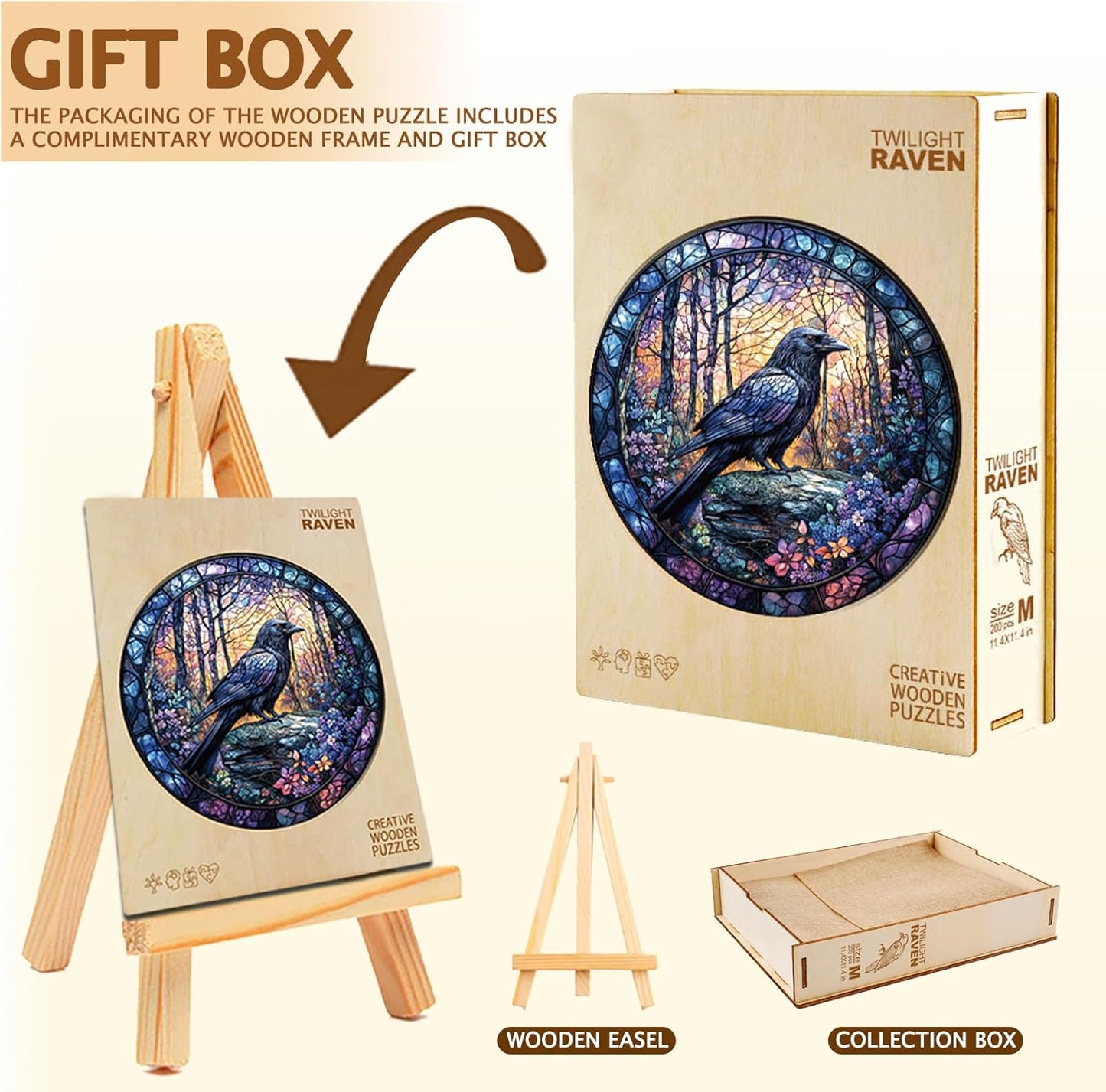 Wooden Puzzles for Adults, Wooden Jigsaw Puzzles, Crow-XL Puzzle, Gifts for Family or Friends for Any Holiday.（17.3 * 17.3 in 450pcs）