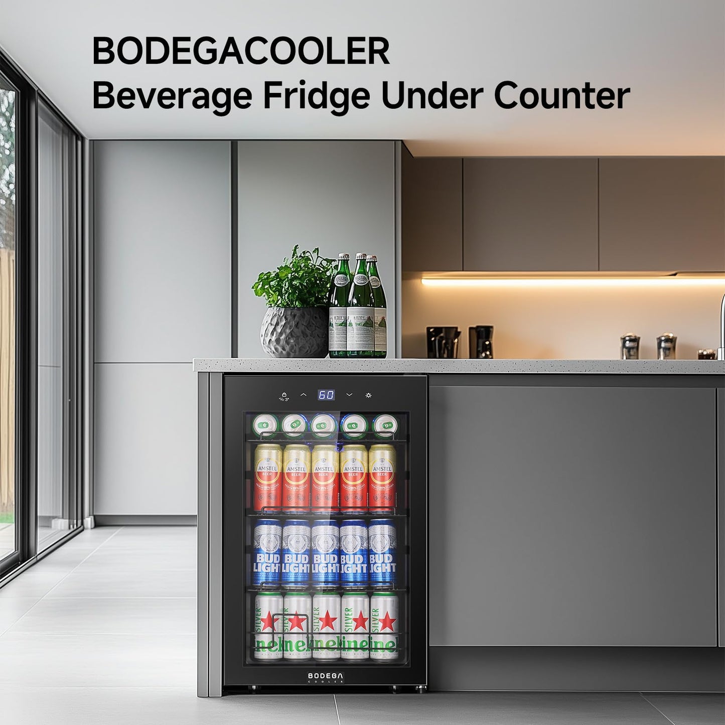 BODEGA Beverage Fridge, Glass Door Drink Refrigerator, Hold 120 Cans