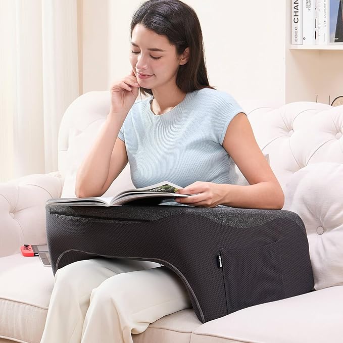 cooloo8 Reading Pillow, Lap Desk, Laptop Pillow for Lap, Large Gaming Pillow for Reading, Working, Gaming or Sitting in Bed Floor Couch(Dark Grey)
