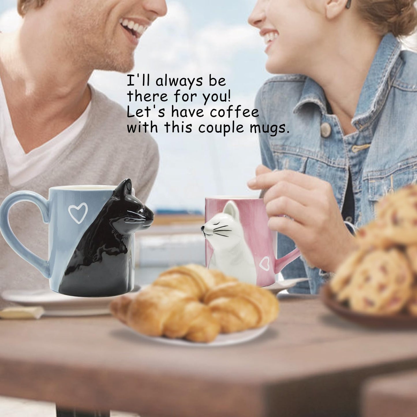 Couple Gifts Kissing Cat Coffee Mug Set Engagement Gifts for Couples Mr and Mrs Presents Anniversary Wedding Gift for couple 2025 Cute Mugs Gift Cat Mugs for cat Lovers
