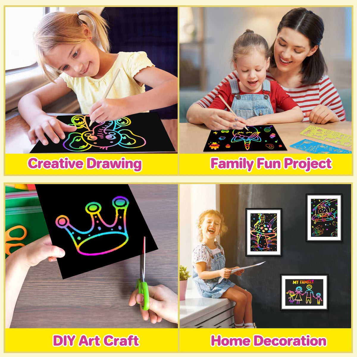 FUNNYB&G Rainbow Scratch Paper for Kids: 117 Pcs Rainbow Scratch Art for Kids Bulk Arts and Crafts Halloween Christmas Stocking Stuffers Birthday Gifts for 3-12 Years Old Girls Boys.