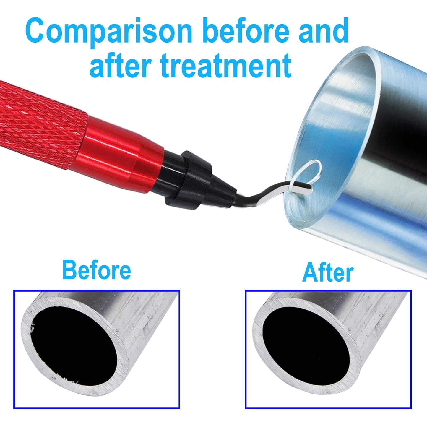 Coeweule Premium Deburring Tool with 15 Pcs High Speed Steel Swivel Blades, Deburring Tool for Metal, Resin, PVC Pipes, Plastic, Aluminum, Copper, Wood, 3D Printing Burr Removal Reamer Tool Red