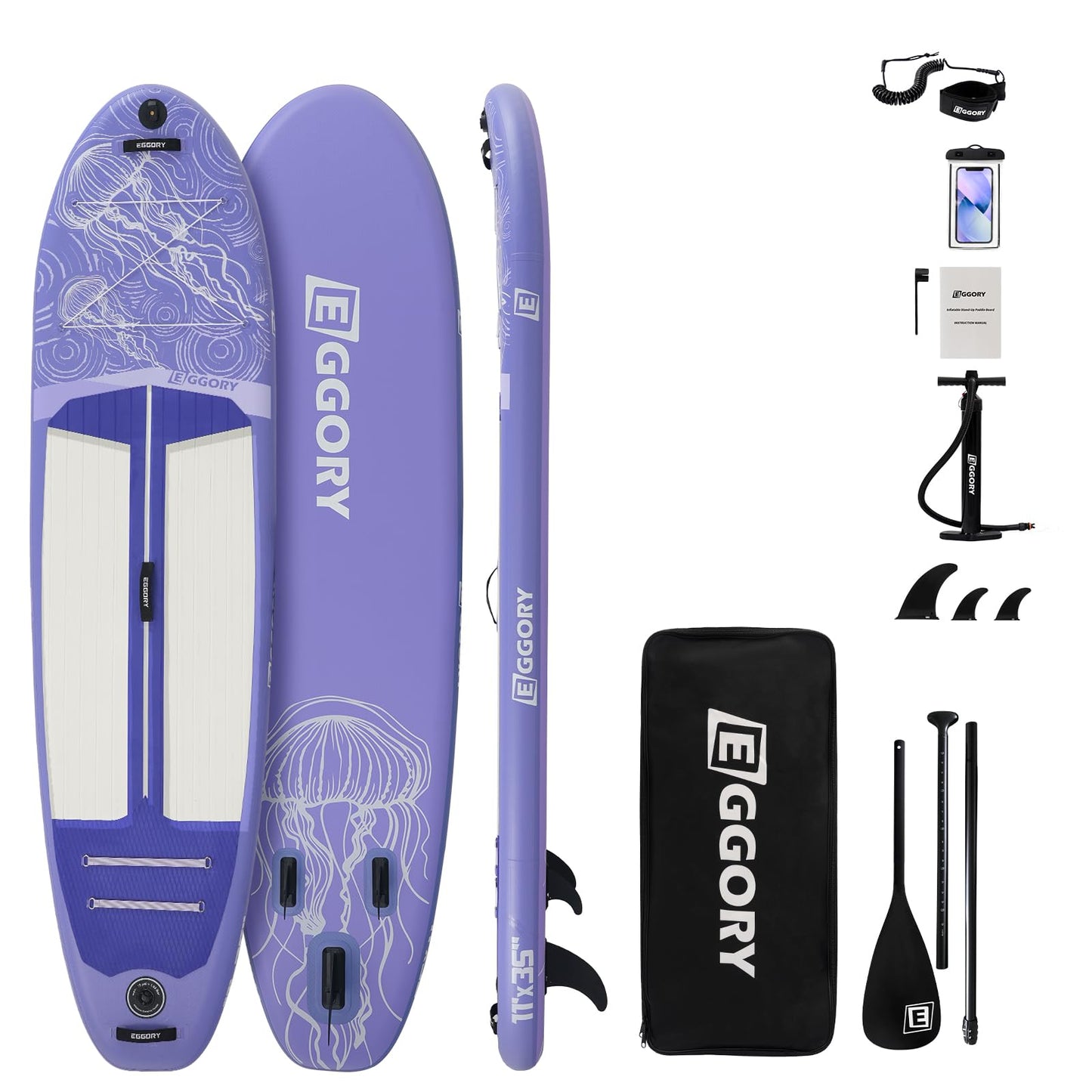 Inflatable Paddle Board,Stand Up Paddle Board Set, Extra Wide SUP Board with Removable Fin, Floating Paddle, Hand Pump, Waterproof Phone Pouch,Traveling Board
