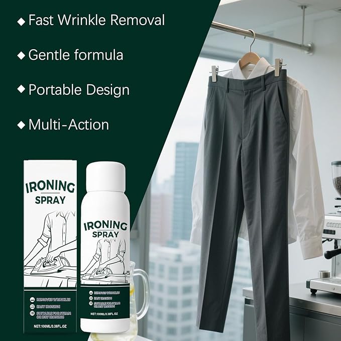 Anti Static Spray, 100ml Iron Spray for Clothes, Instant Anti Static Sprays, Liquid Starch for Ironing/Cotton/Linen/Polyester/Wool/Silk/Home