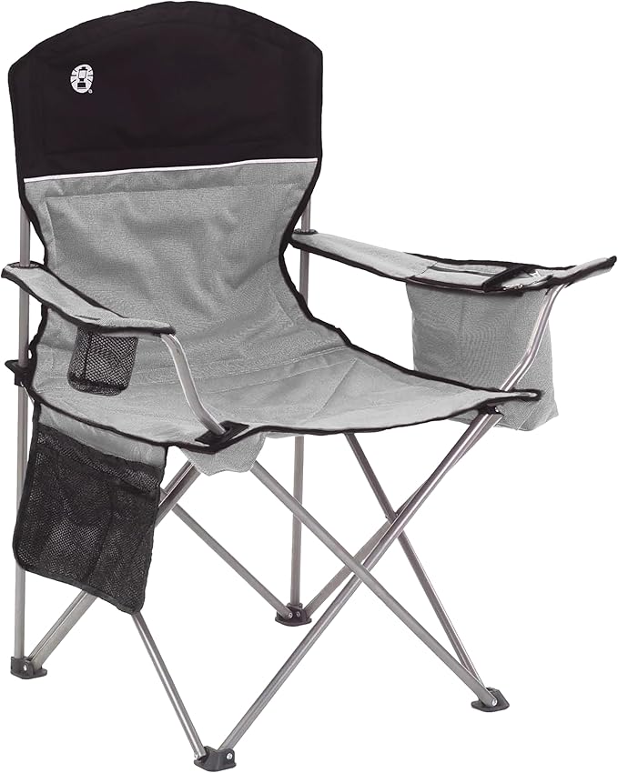 Coleman Portable Camping Chair with 4-Can Cooler, Cushioned Seat & Back with Side Pockets & Cup Holder, Carry Bag Include...