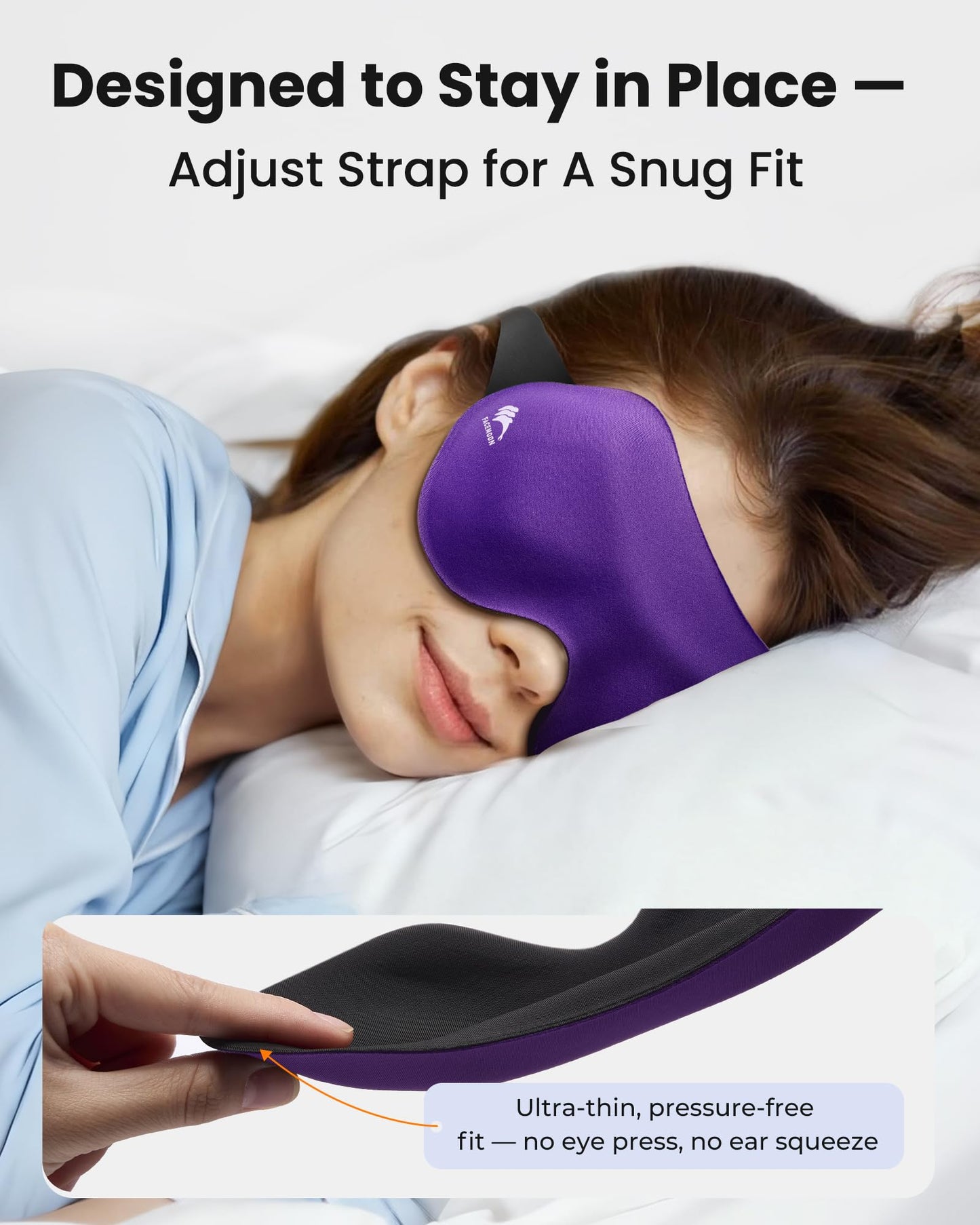 3 Pack Sleep Masks for Women & Men: True Blackout Eye Mask for Sleeping, 3D Contoured Zero Eye Pressure, Lash-Friendly (Blink Freely), Side Sleeper Comfort, Adjustable Strap Blindfold, Night Eye Cover