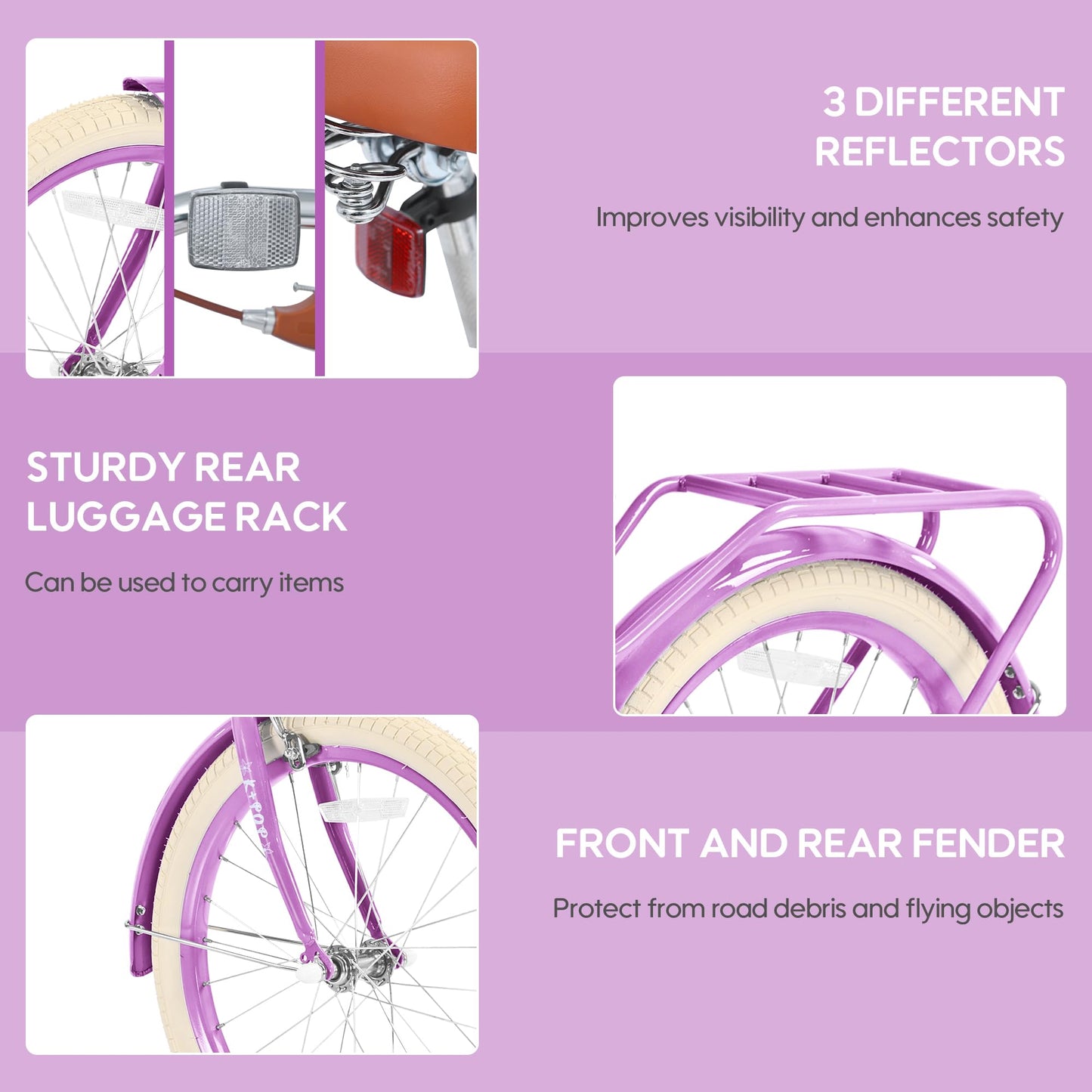 SAHISTCT Girls Bike for Ages 8-12 Years Old,20 Inch Cruiser Bike with Kickstand, Single Speed Kids Bike with Basket for Girls Boys
