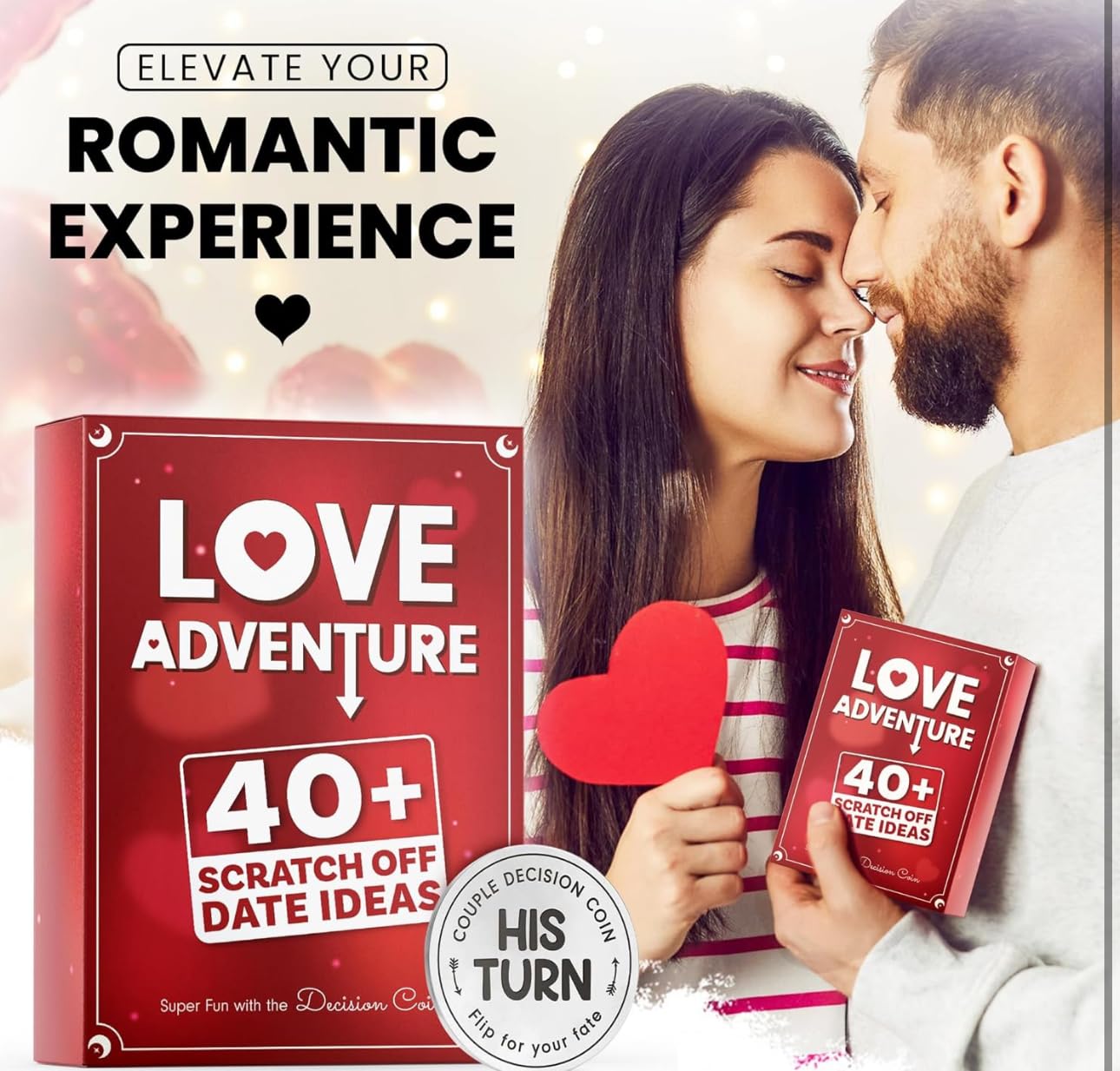 Valentines Day Gifts for Him Her - 40 Fun and Romantic Scratch Off Date Adventure Ideas for Her, Him, Girlfriend, Boyfriend, Wife, or Husband - Couples Gifts for Anniversary, Date Night, Birthday,..
