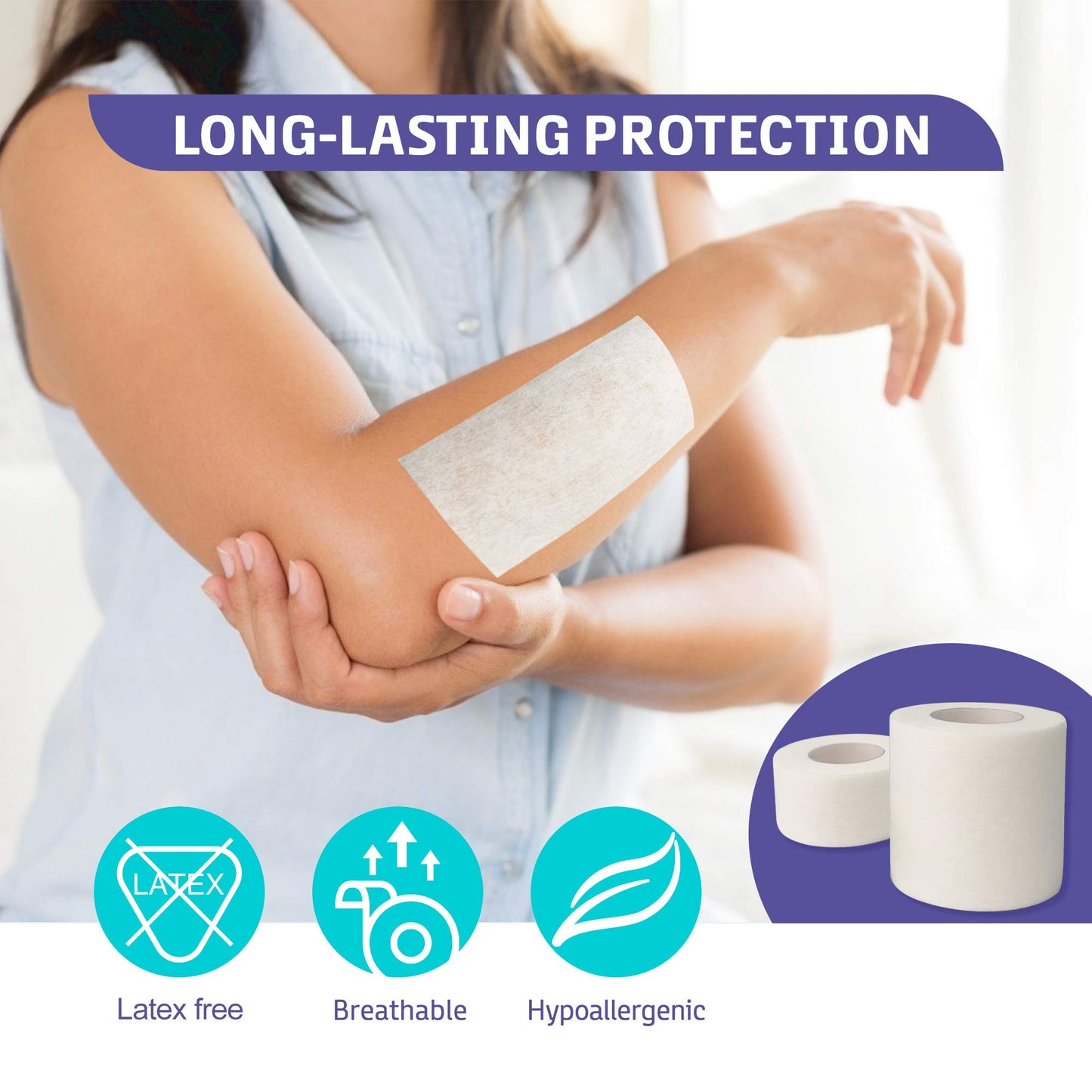 Conkote Soft Paper Surgical Tape 2" x 10 Yards, Gentle Adhesion and Hypoallergenic, 6 Rolls