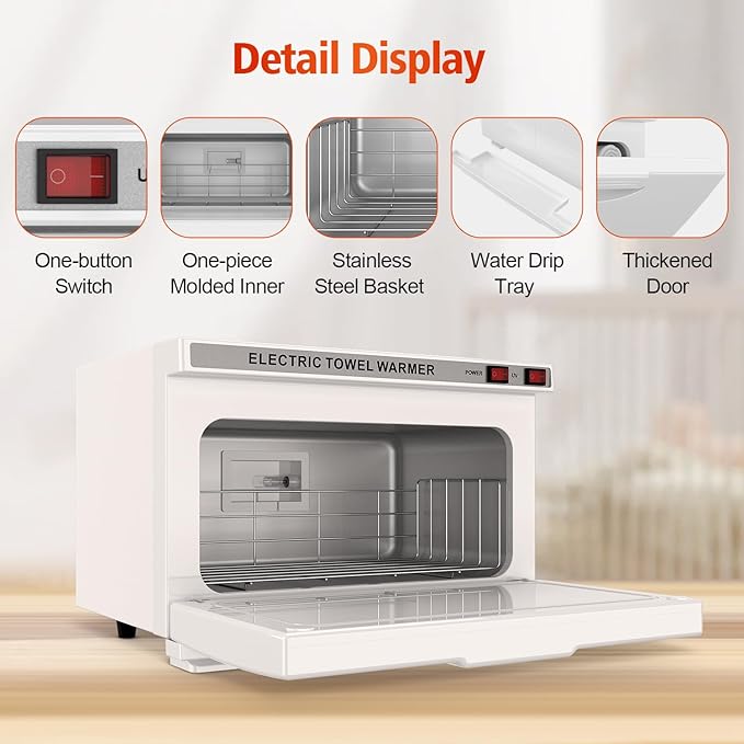 Towel Warmer Cabinet, 16L Professional Hot Towel Warmer Heating Use for SPA, Massage, Salon, Barber and Home - White