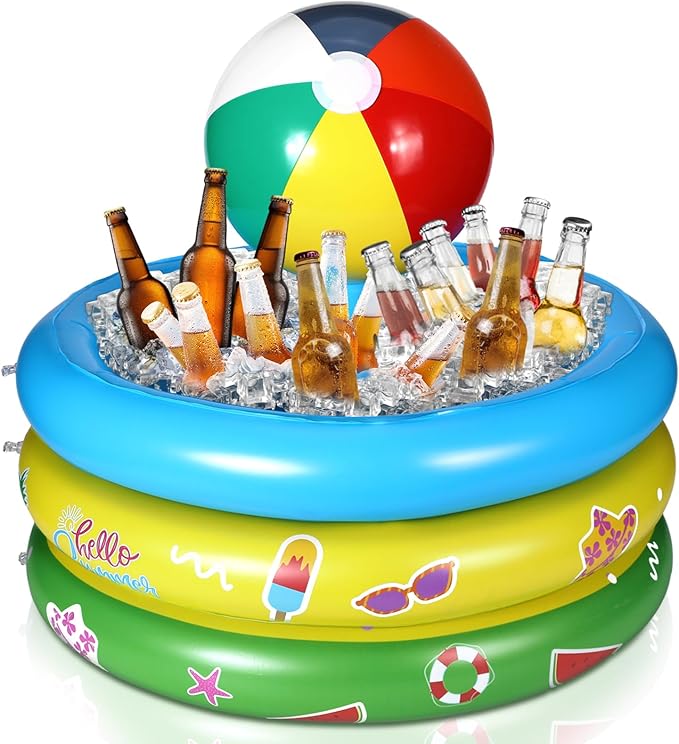 Bencailor Inflatable Cooler Inflatable Drink Cooler Beach Animal Theme Party Decorations Blow up Drink Holder Ice Tray Foo...