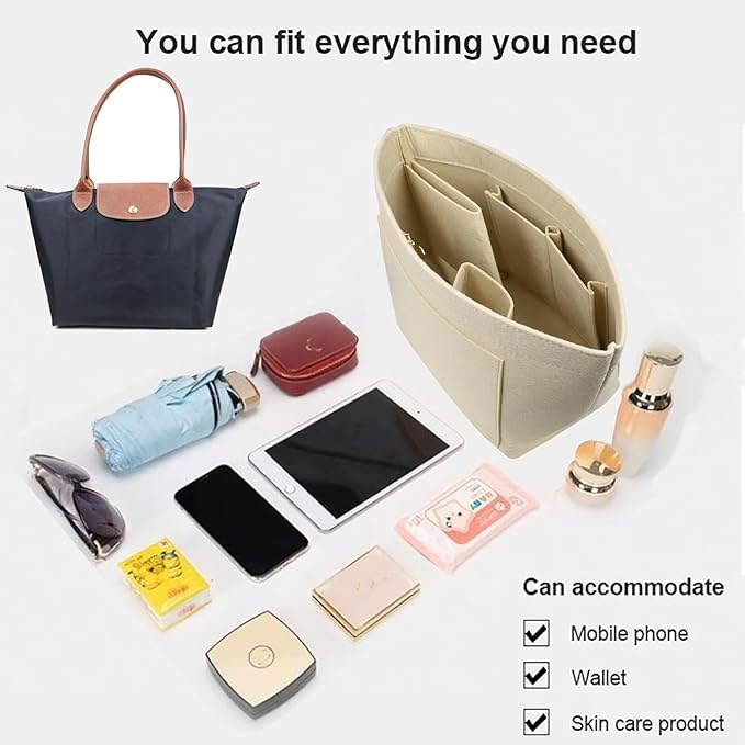 Lckaey bag Organizer Insert for le pliage organizer insert Handbags Organizer1012khaki-M