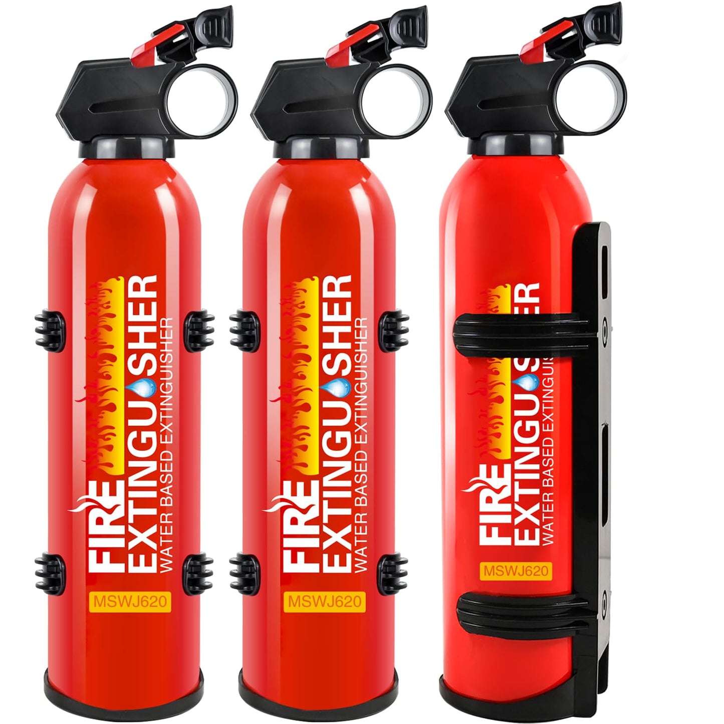 Fire Extinguisher for Home, 3Pack Car Fire Extinguisher with Mount, 4 in 1 Portable Kitchen Fire Extinguisher for A, B, C, K Category, 620ml Water-Based Fire Extinguisher for Truck Boat Home Office