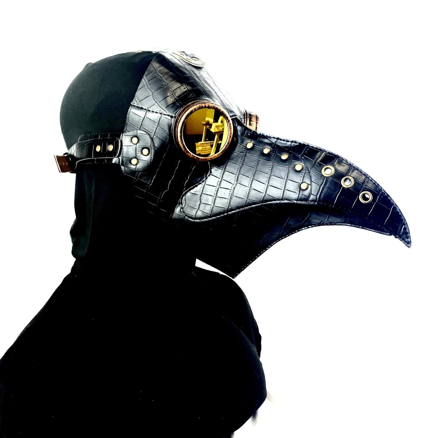 STORM BUY Steampunk Plague Doctor Mask Long Nose Bird Masquerade Mask For Halloween Costume Cosplay party (Black Leather)