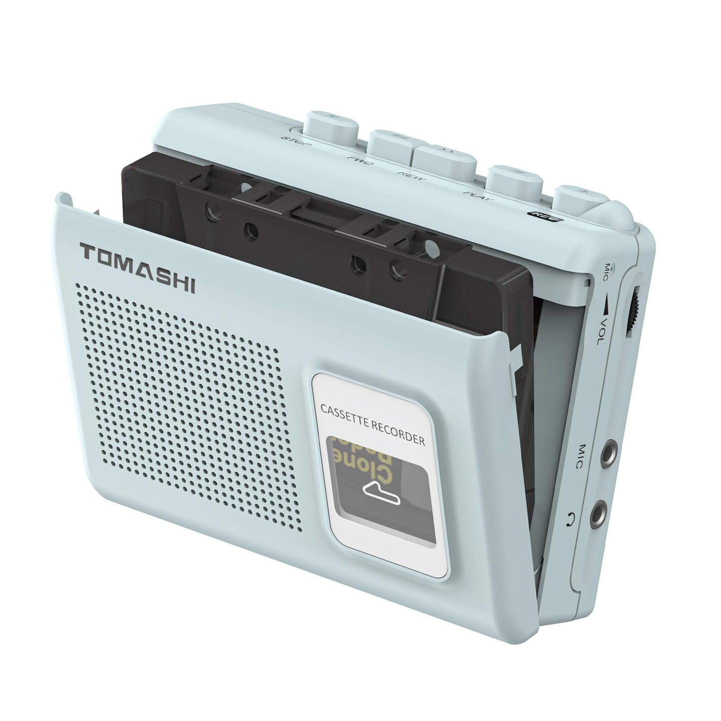 Portable Cassette Player Tape Recorder Walkman with Built-in Speaker,Microphone,Headphone Jack-, 4.57 x 3.54 x 1.38inch (Blue)