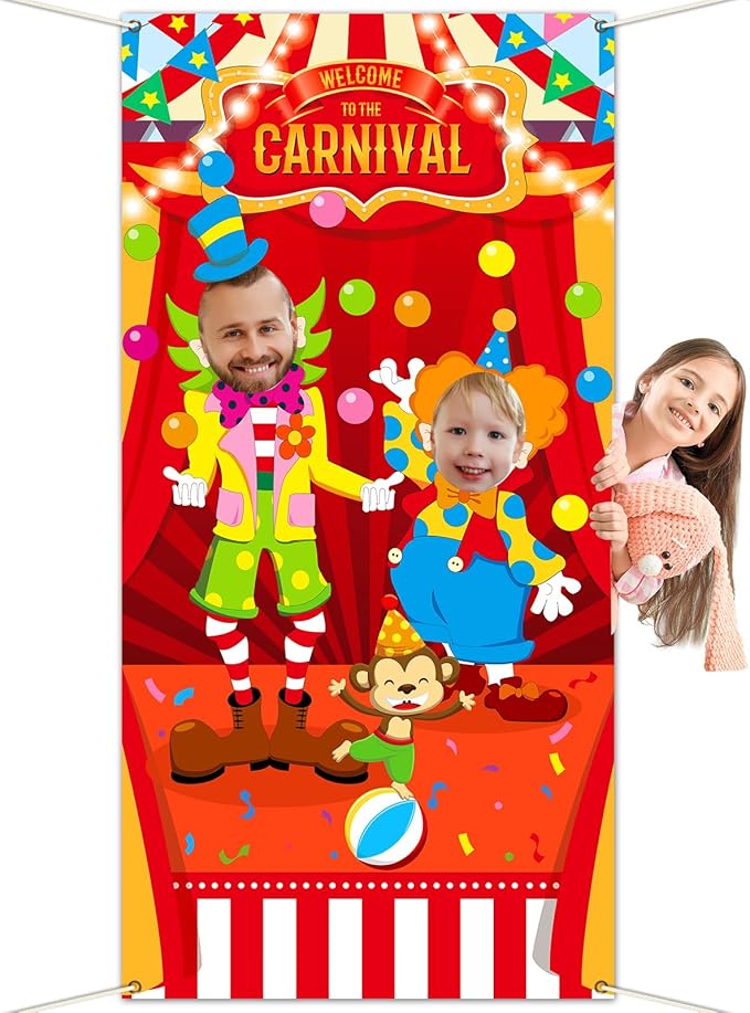 Carnival Circus Party Decorations Carnival Photo Booth Props Circus Theme Photo Door Banner Clown Joker Large Photo Backdr...