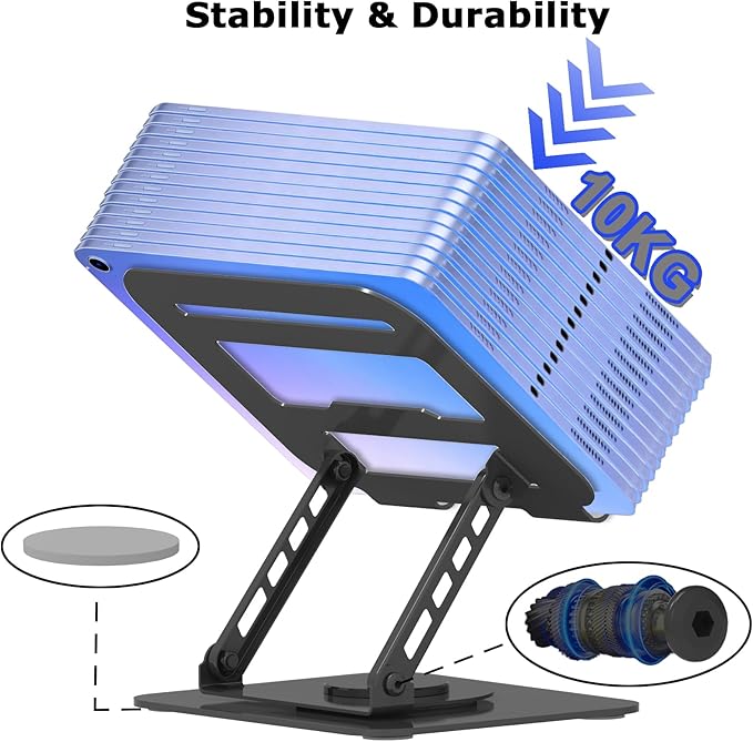 TAPMEI Adjustable Laptop Stand, 360 Rotating Computer Riser, Stable Base Stand Holder for MacBook Pro/Air Notebook up to 18 Inches, Black