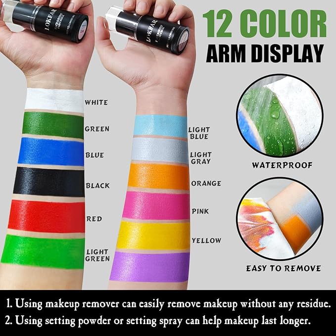 Light Blue and White Face Body Paint Stick, White Foundation Makeup, Eye Black Stick for Sports, Professional Halloween Face Makeup Kit for Zombie Clown Vampire Avatar Sally Corpse Bride Joker