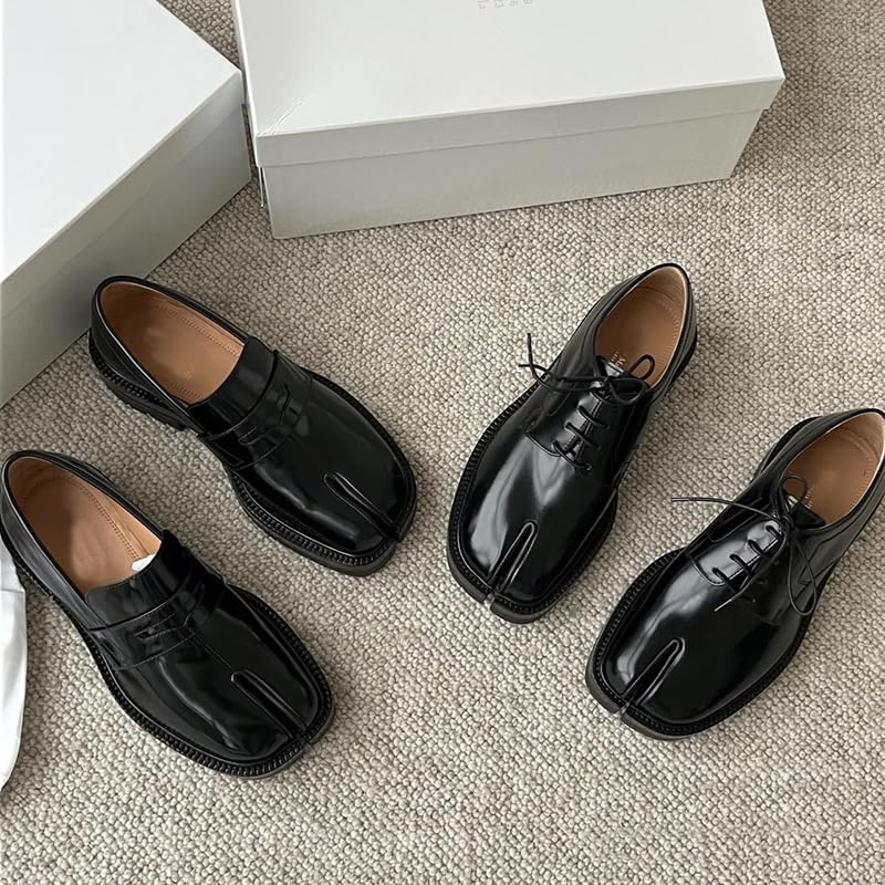 LokoLucx Tabi Shoes Split Toe Leather Chunky Platform for Women Girls Summer Non Slip Lightweight Round Toe Wide Width Cas...