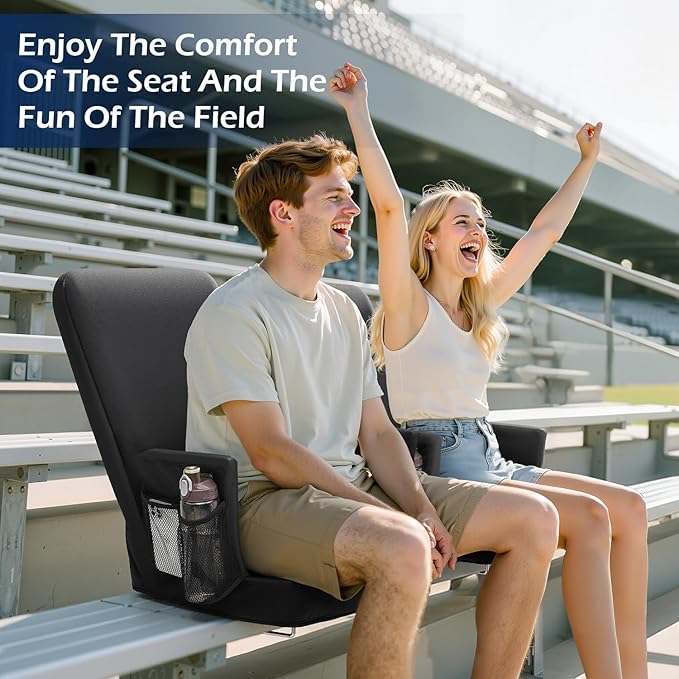 TOPSKY Stadium Seat with High Back Support, 26.2”Height, 19.1”Width (Seat 17.7”), Wide Bleacher Seats with 2 Hook, Picnic Seat，XY-CR-693-W43H (2 Pack)