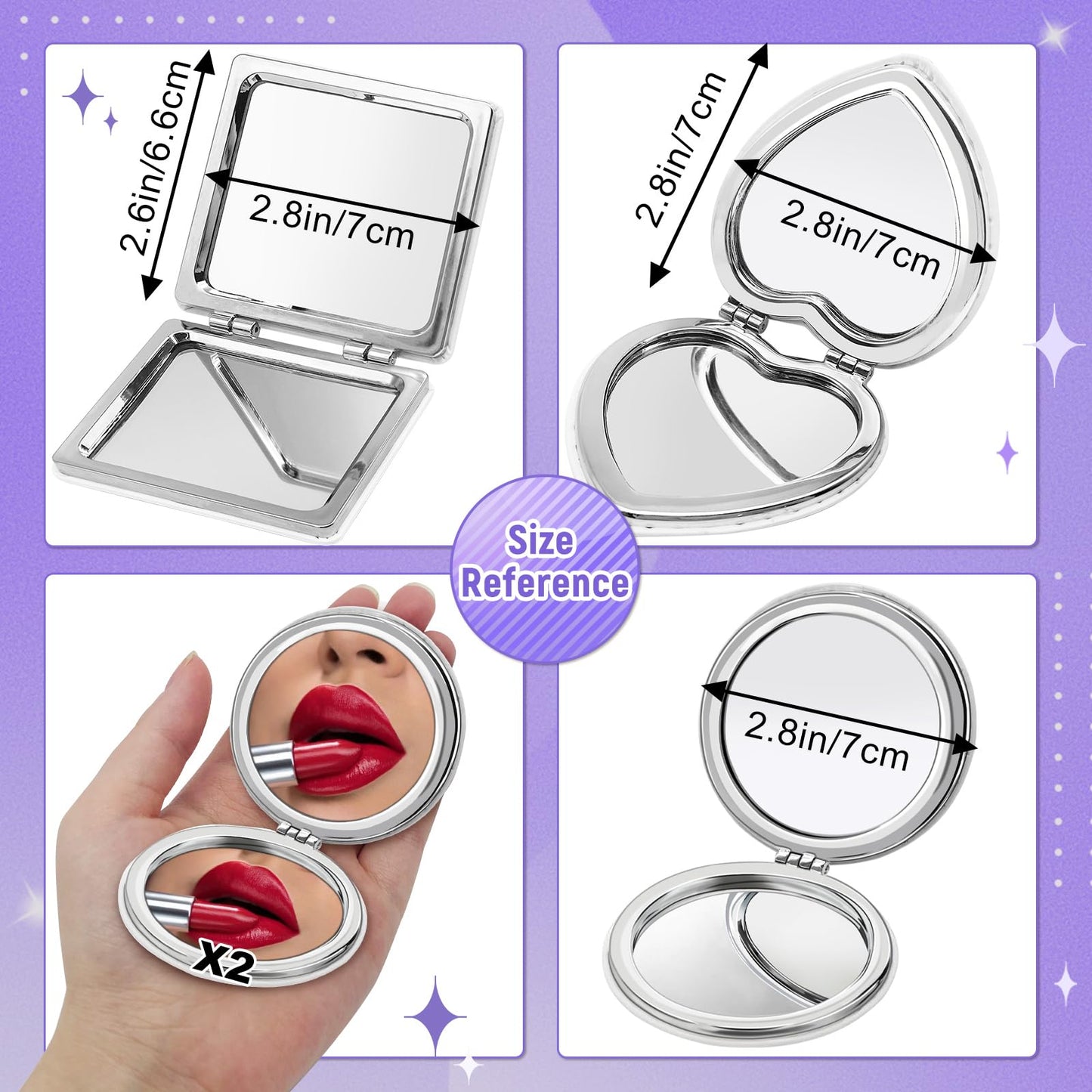 FILASLFT Diamond Art Mirror - 4 Pcs DIY Compact Portable Magnifying Folding Purse Mirror, Diamond Art Gifts (Mandala)
