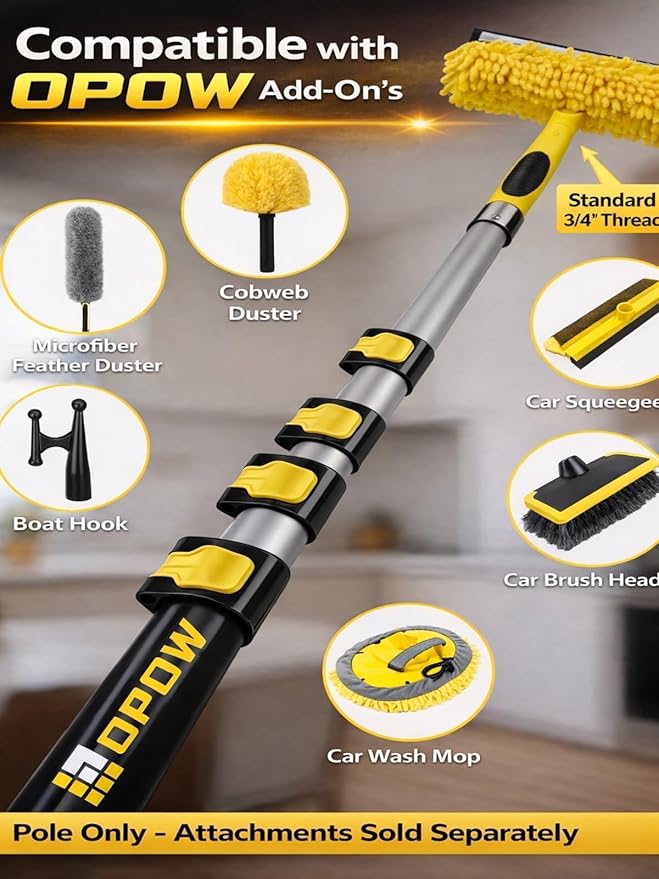 5-18 FT Long Telescopic Extension Pole, Multi-Purpose Aluminum Alloy Telescoping Rod with Universal Twist-on Metal Tip Flip-Lock Design, for Painting Cobweb Dusting, Window Cleaning, Christmas Lights