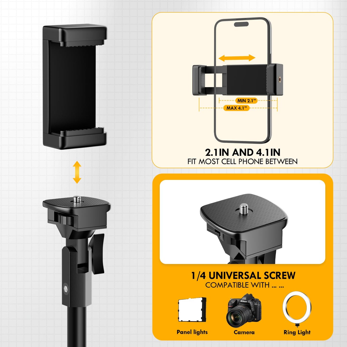 Emart 52 Cell Phone Tripod Stand For Iphone, Adjustable Floor Cellphone Tri Pod Holder With Remote, Portable Smartphone Compact