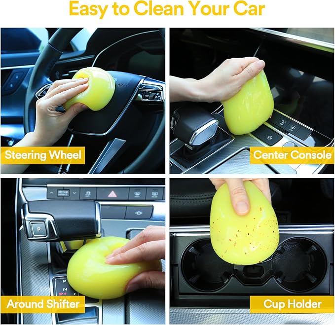 PULIDIKI Car Cleaning Gel Detailing Kits Car Putty Auto Detail Tools Car Interior Cleaner Slime Car Accessories Stocking Stuffers Gifts for Men Women Teens White Elephant Gifts Adult Yellow (2Pack)