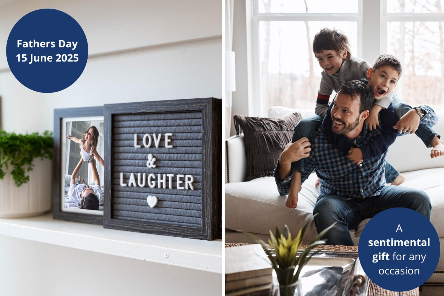 Oak letters Personalized Father’s Day Picture Frame for Dad or Grandpa – Custom Two Photo Frame with Letter Board – Thoughtful Gift from Kids, Daughter or Grandkids for Papa, Pops, or Poppy