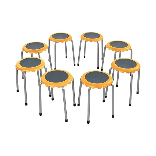 ECR4Kids Daisy Stackable Stool Set, Flexible Seating, Yellow, 8-Piece