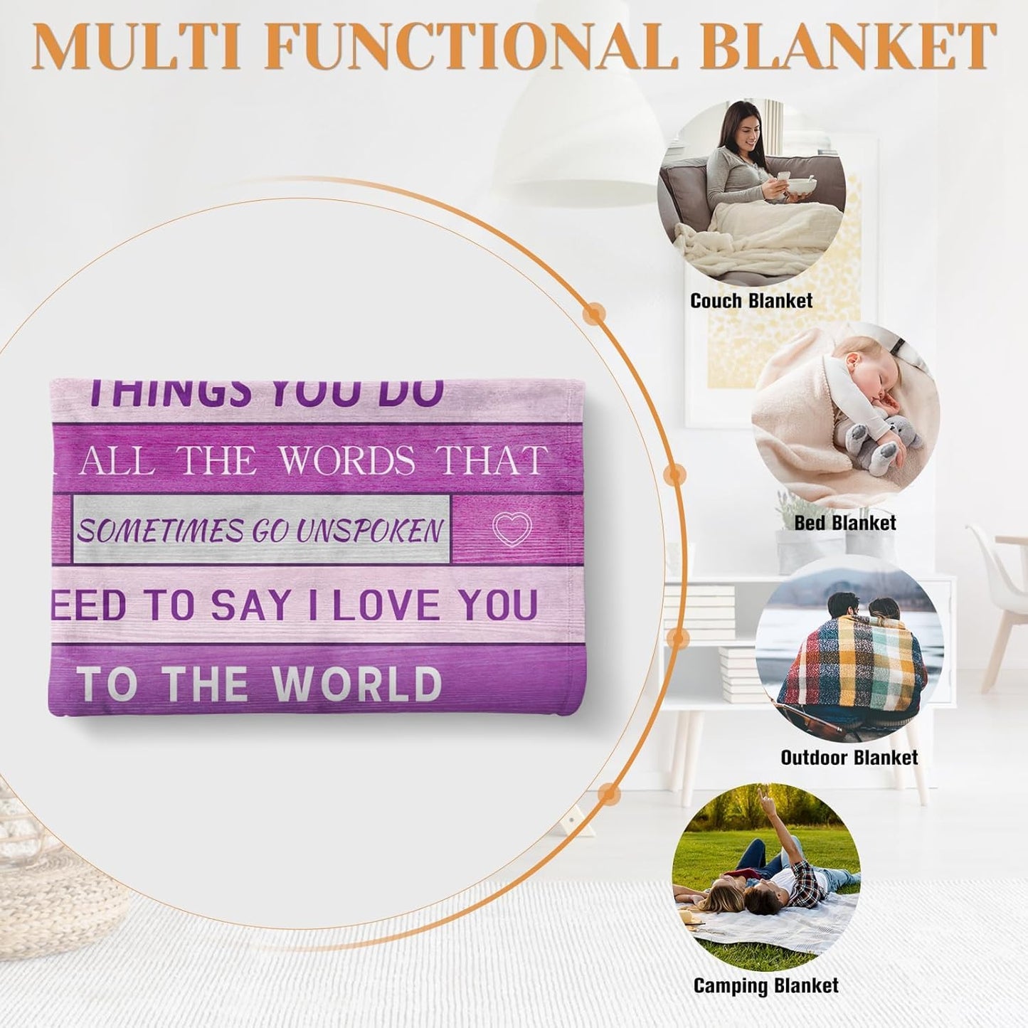 Calibron Grandma Gifts from Grandkids, Gifts for Grandma Soft Fleece Blanket, Grandmother Birthday Gift from Granddaughter, Grandmother Gift Throw Blanket 60x50inch
