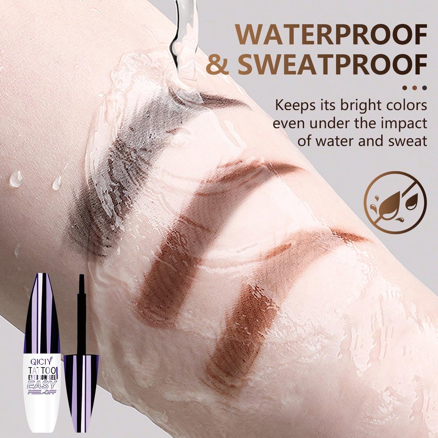 2PCS QICIY Easy Peel-Off Eyebrow Gel- QICIY Peel Off Tattoo Eyebrow Eye Brow Tint Waterproof & Sweatproof For All Skin Tones (Dark Brown)