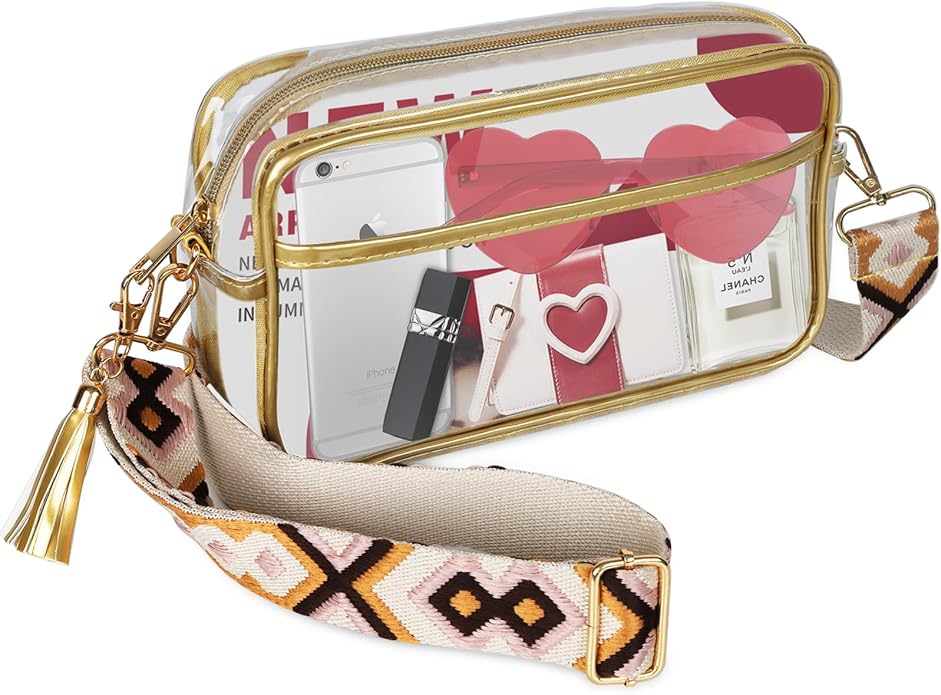 KJPHG Clear Bag Stadium Approved, Clear Crossbody Bag Adjustable Shoulder Strap for Concerts Sports Events Festivals