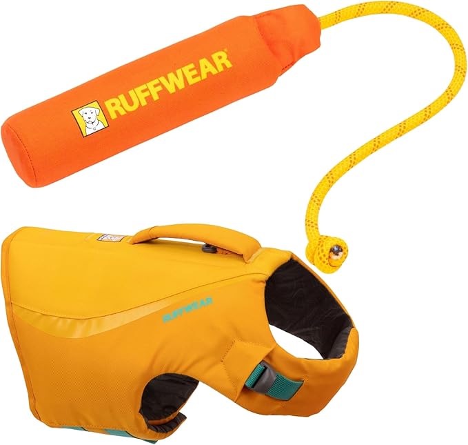 Ruffwear, Float Coat Dog Life Jacket & Lunker Toy Bundle – Adjustable Dog Life Vest for Swimming with Floating Tug Toy for...
