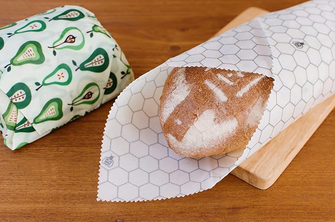 SUPERBEE Beeswax Bread Wrap, Reusable Beeswax Wrap for Food, Reusable Bees Wrap Vegetables, Cheese Paper, Bowl Covers and Sandwich Wrapping Paper, XXL (Hexagonia)