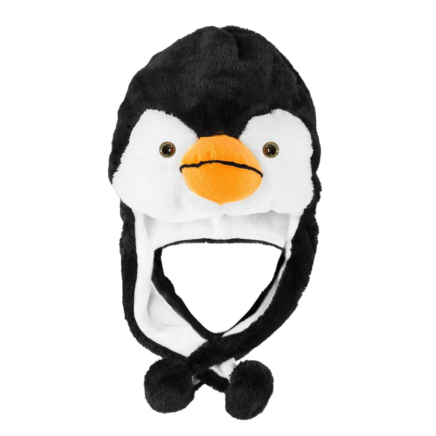 Super Z Outlet Penguin Plush Animal Winter Ski Hat Beanie Aviator Style Winter Black/White (Penguin Short)