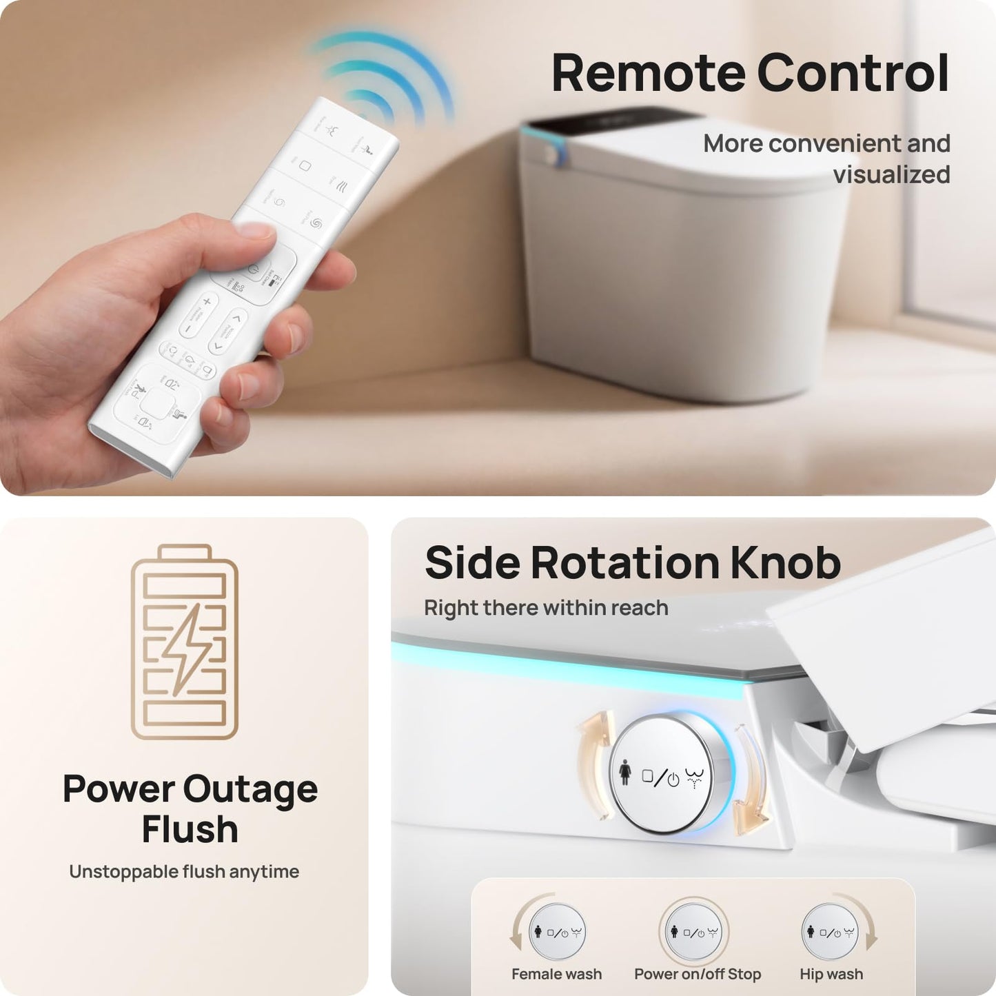 Smart Toilet with Bidet Built-in: Auto Dual Flush Bidet Toilet with Dryer, Gentle Wash One Piece Toilet with Child Mode, Foam Shield, Heated Seat, Foot Sensor, UV-C Night Light, Manual Lid/Seat