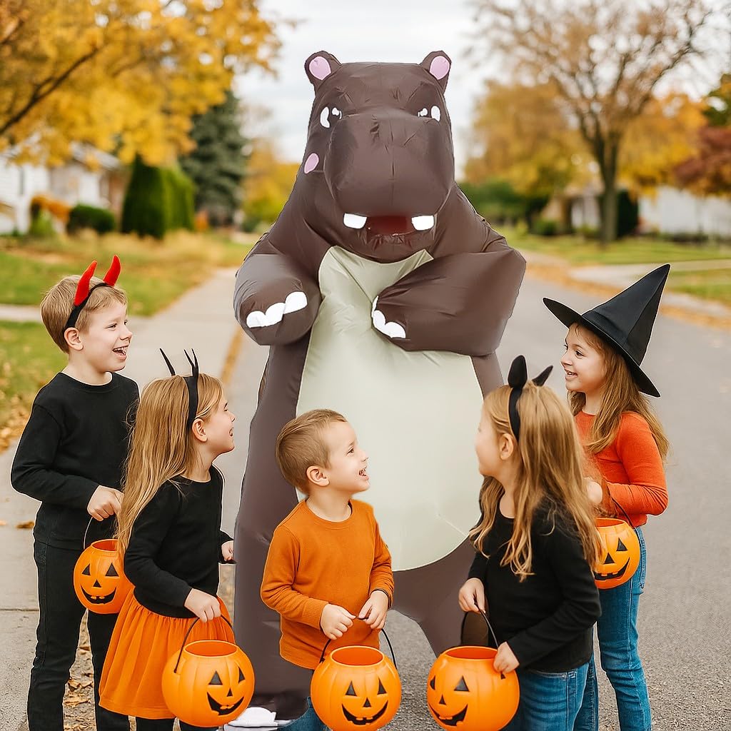 Rysotowy Inflatable Hippo Costume for Adult Funny Blow up Halloween Costume Inflatable Animal Mascot Suits Costume