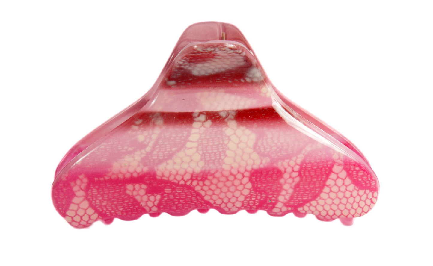 Caravan French Hand Painted Lace Claw, Multiple Pink