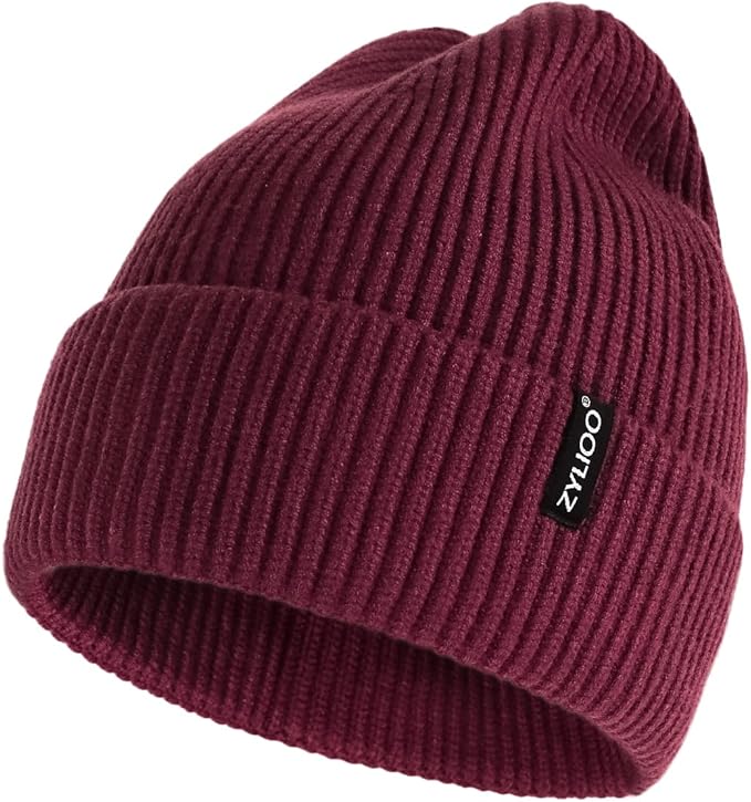 Zylioo Oversize Beanie Hats, XXL Big Size Ribbed Knit Cuffed Winter Hat for Cold Weather, Warm Skull Watch Cap