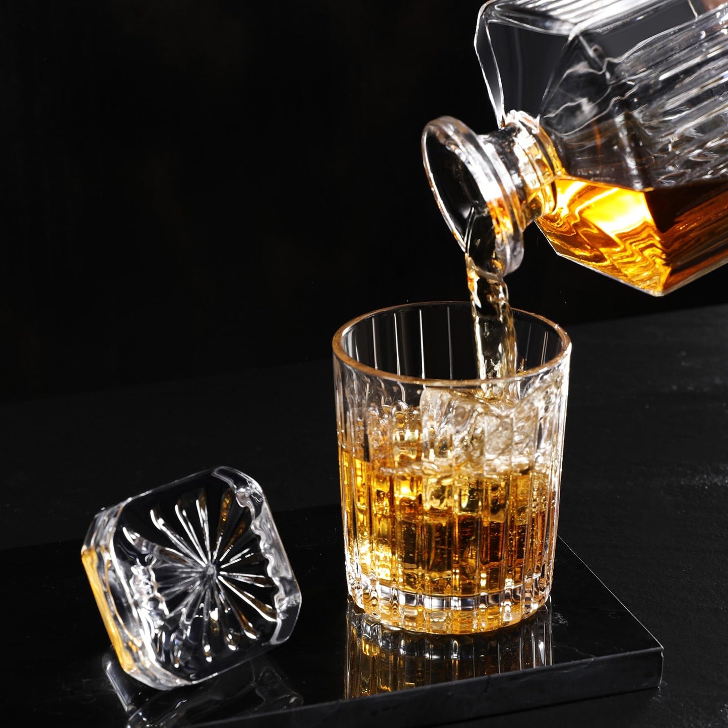 Royalrose Premium VertiLine Whiskey Decanter Set, A Timeless Gift for Men, Whiskey Glassware, 850ml, Anniversary Birthday Gifts for Him Husband Boyfriend (Whiskey Decanter)