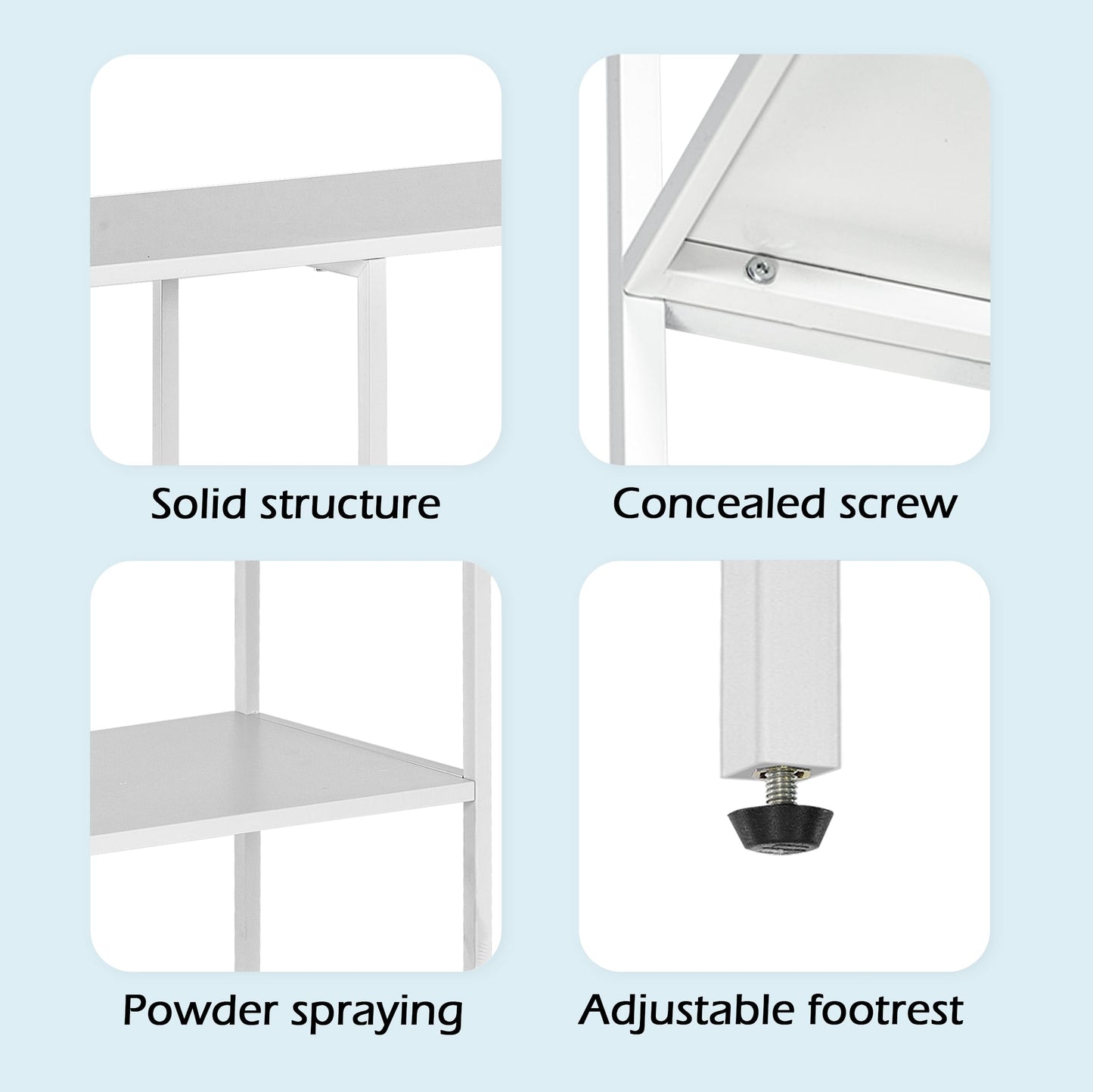 HDANI 31.5 Inch Metal Console Table with 3 Tier Strage Shelves,Narrow Entryway Table,Modern Sofa Tables for Entryway, Living Room,Bedroom,White