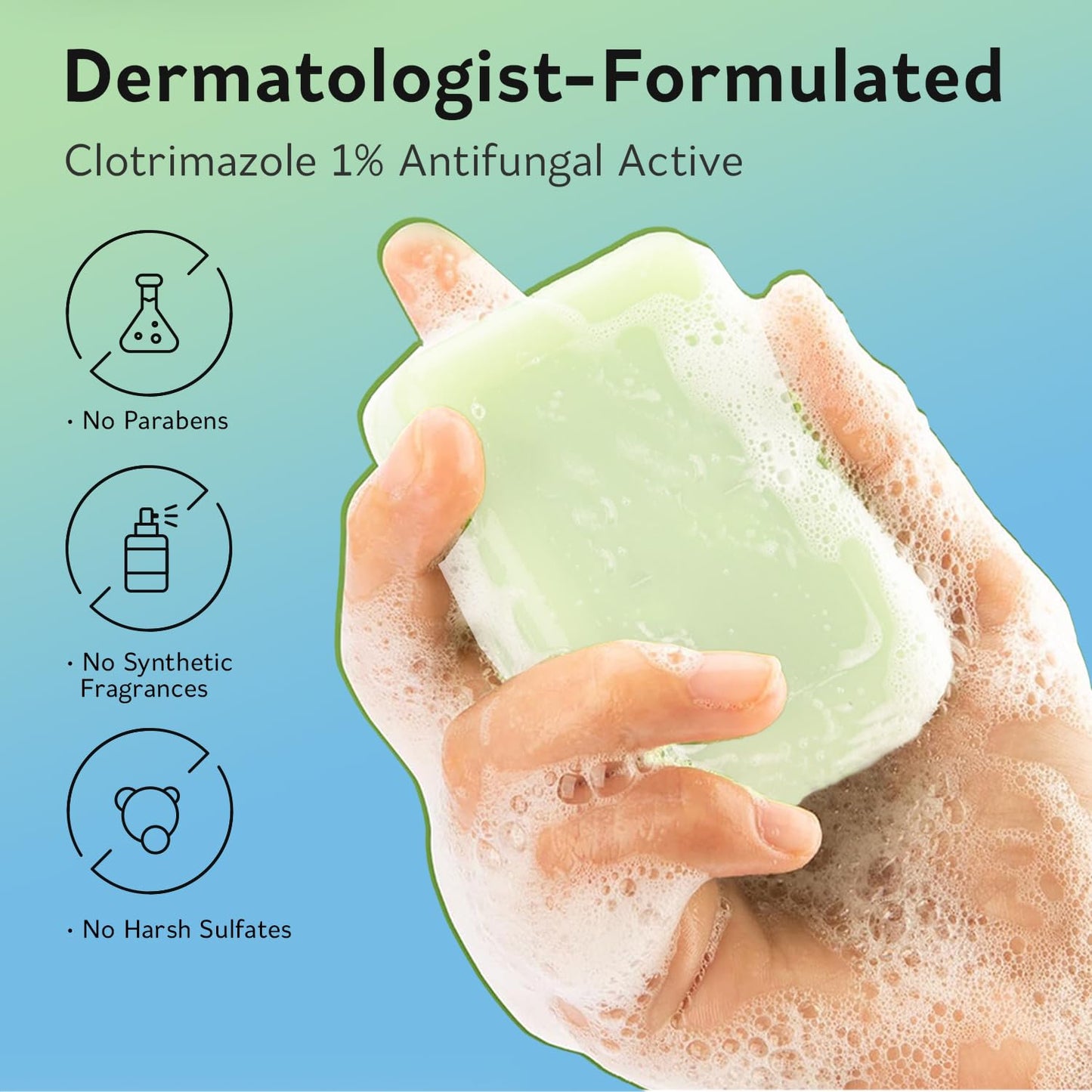 PHARMBANNER Tea Tree Antifungal Soap Bar - Body Wash for Face & Body Acne, Folliculitis, Jock Itch, Ringworm, Athletes Foot, Bod