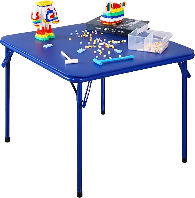 Folding Square Table, Card Table with Vinyl Padded Top, Foldable Activity for Indoor/Outdoor Use, Perfect for Picnic, Play...