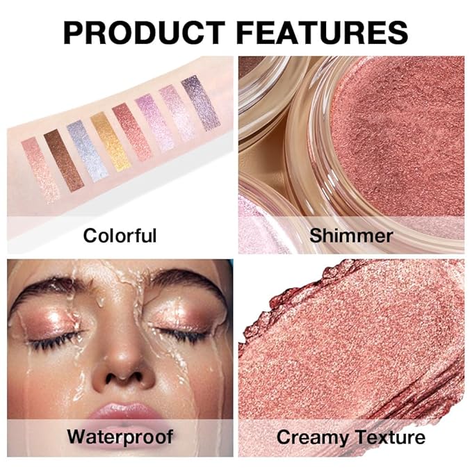 Rose Brown Mousse Single Eyeshadow Palette –Neutral Matte & Shimmer Eyeshadow,Mini Cream Glitter Eye shadow,Long Lasting Highly Pigmented Eye Makeup Compact Travel Siz Eye shadow for Older Women 04#
