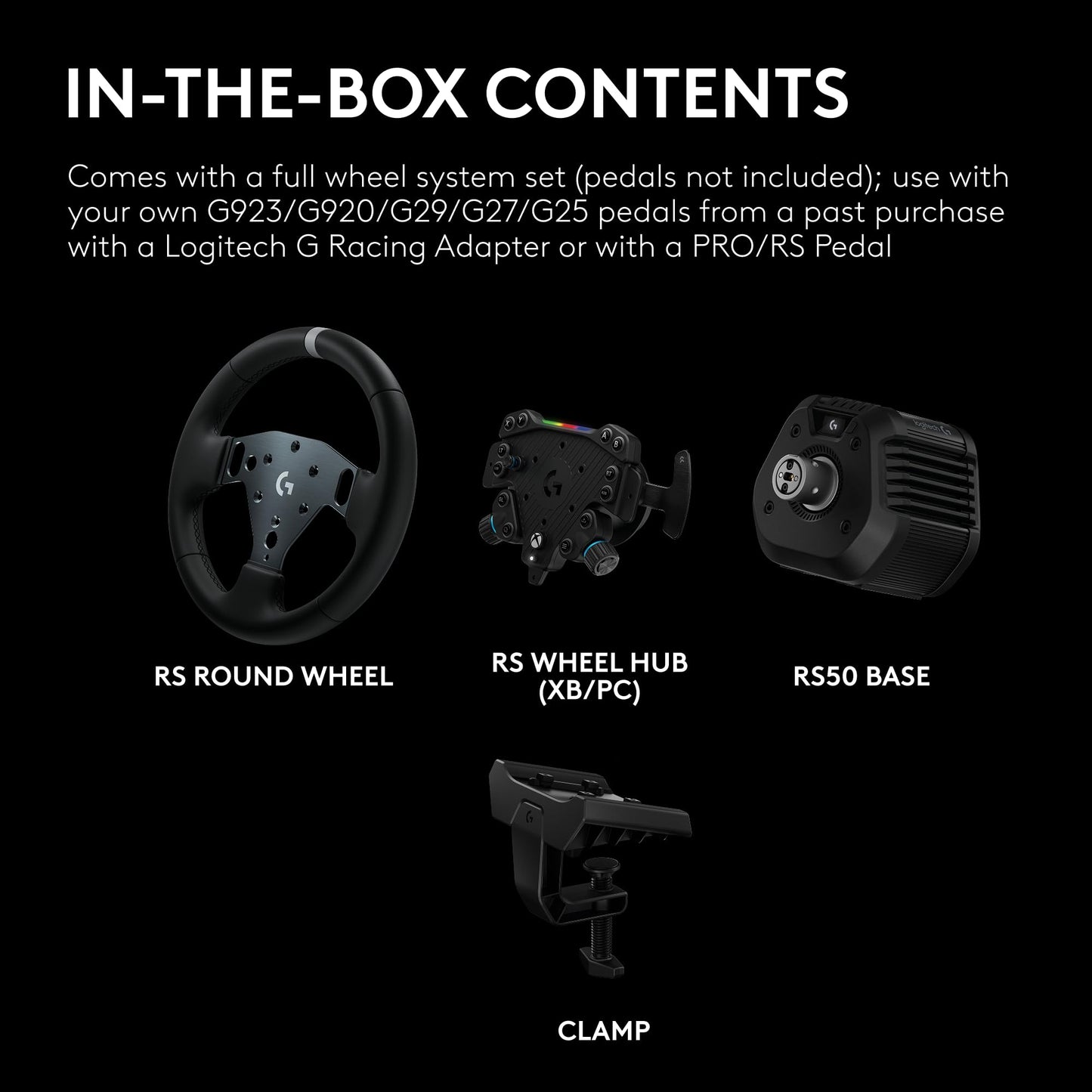 Logitech G RS50 Racing Wheel, Hub, and Base for Xbox/PC: 8 Nm Direct Drive, 11 inch Wheel, 13 Buttons, Adjustable Paddle Shifters, TRUEFORCE Force Feedback Integration with Major Titles - Black