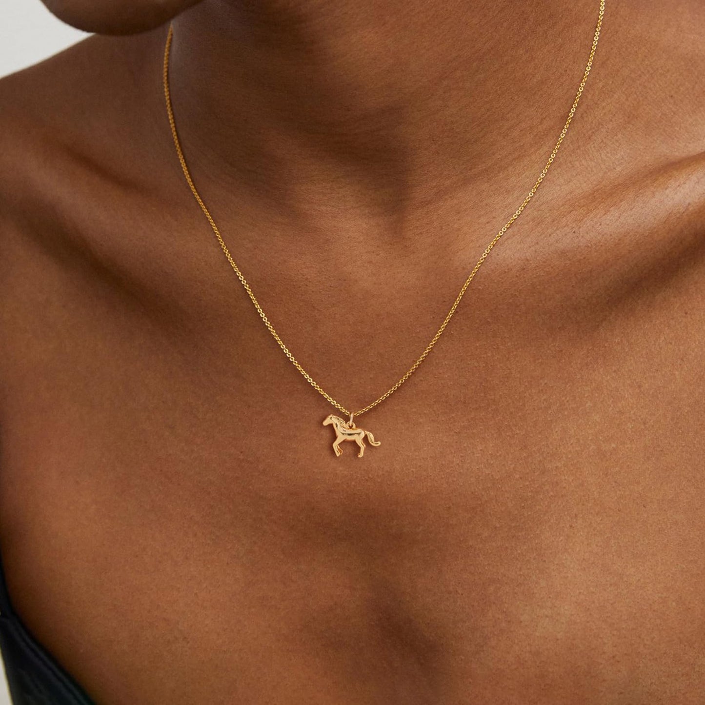 GUOKE Horse Necklace - 14K Gold Plated Dainty Gold Necklace Simple Jewelry for Women