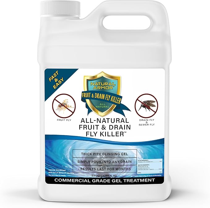 Fruit Fly & Drain Fly Killer - Simple Commercial Drain Gel Treatment – Eliminates Gross Fruit/Sewer Flies & Gnat Infestations from Any Drain. Fast & Easy - 1 Gallon (128 Ounces)